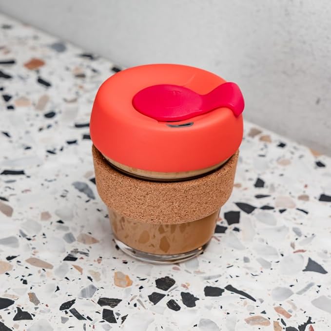 KeepCup Brew Cork, Reusable Glass Tumbler with Natural Cork, Grande Coffee Cup 16oz/454ml - Daybreak