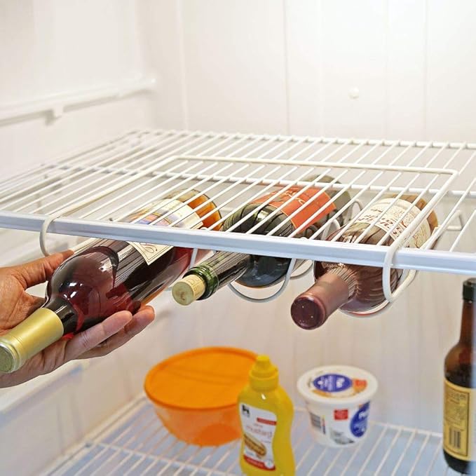 Southern Homewares Fridge Wine Rack – Slide-On Bottle Shelf, Holds 3 Bottles, Fits Most Refrigerator Shelves, Set of 2