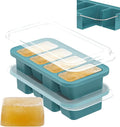 DOQAUS Silicone Freezer Molds, Reinforced Steel Frame 1 Cup Ice Cube Trays with Lid, 2 Pack 4-Cavity BPA-Free Soup Containers for Meal Prep, Kitchen