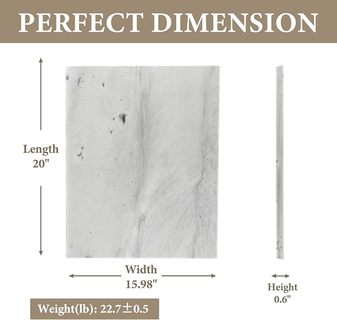 Koville Brazilian Natural Quartzite Cutting Board for Kitchen, 16x20inch Extra Large Hand Crafted Stone Slab for Cheese, Charcuterie, Pastry Board - Wedding Gift, House Warming Gift