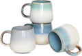 Bosmarlin Ceramic Coffee Mug Set of 4, 17 Oz, Coffee Cups with Big Handle, Microwave and Dishwasher Safe (Multicolor)