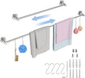 Adjustable Single Bath Towel Bar 23.6 to 42 Inch, ZUEXT Brush Nickel Finished Stainless Steel Towel Holder, Expandable Wall Mounted Towel Rail for Bathroom Kitchen Washroom,1" Tube Towel Rail Racks