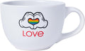 Silver Buffalo Disney Mickey Mouse Hands in Shape of Heart Rainbow Pride Love Ceramic Soup Mug, 24 Ounces
