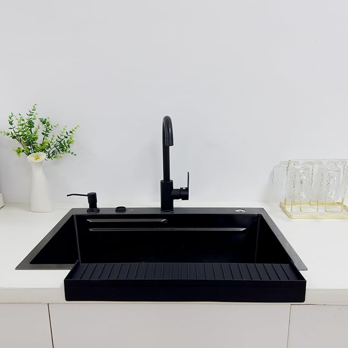 Silicone Sink Edge Protectors For Kitchen Sink Splash Guard, Kitchen Sink Splash Guard, Silicon Sink Protector For Granite,Quartz - Black