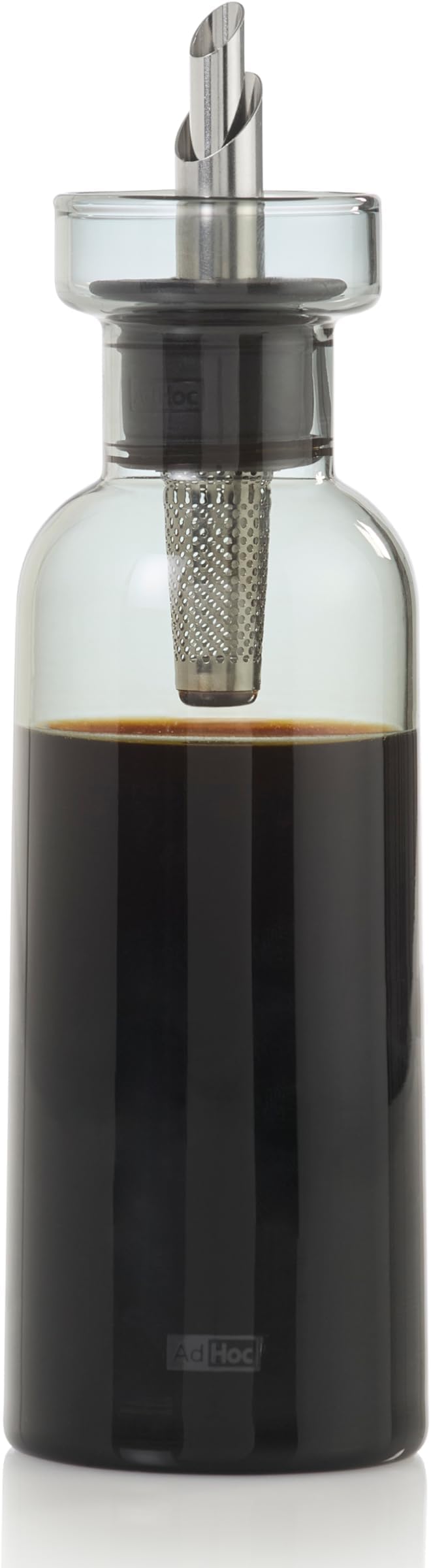 AdHoc AromaPour Oil & Vinegar Dispenser - Reusable, No-Drip Glass Container with Stainless Steel Filter - Dishwasher Safe - 10 oz