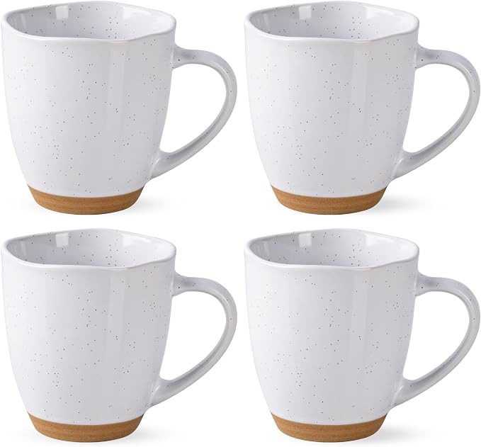 AmorArc 12oz Coffee Mugs, Ceramic Coffee Mugs set of 4 for Man, Woman, Dad, Mom, Modern Coffee Cups with handle for Latte/Cappuccino/Milk/Cocoa. Dishwasher&Microwave Safe, White