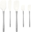 Tovolo Stainless Steel Handled Silicone Spatula Set of 5 White, Dishwasher Safe Kitchen Spatula Set for Cooking Baking, Non Toxic BPA Free Silicone Spatula set with Metal Steel Handle