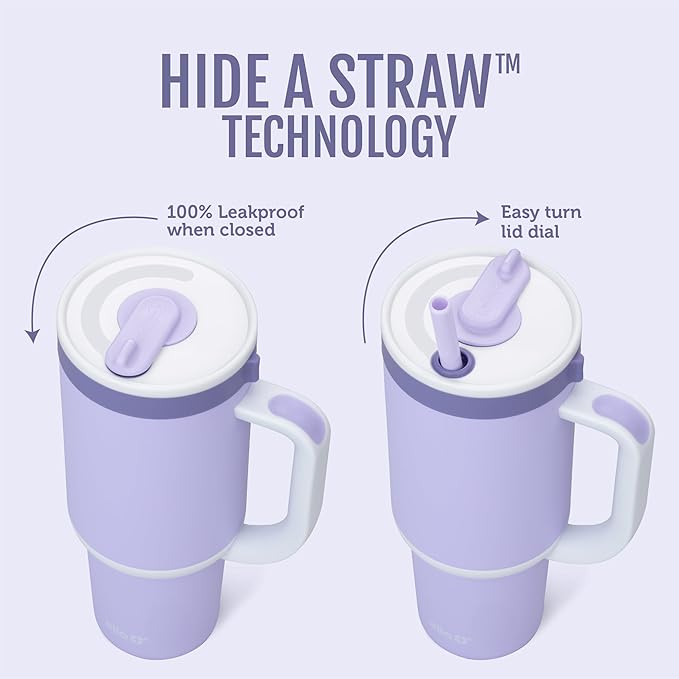 Ello Oasis 30oz Tumbler with Handle & Retracting Straw | Reusable Insulated Stainless Steel Cup 100% Leakproof | Gifts for Teens Women | Keeps Cold for 23 Hours | Cup Holder Friendly | Take a Bow