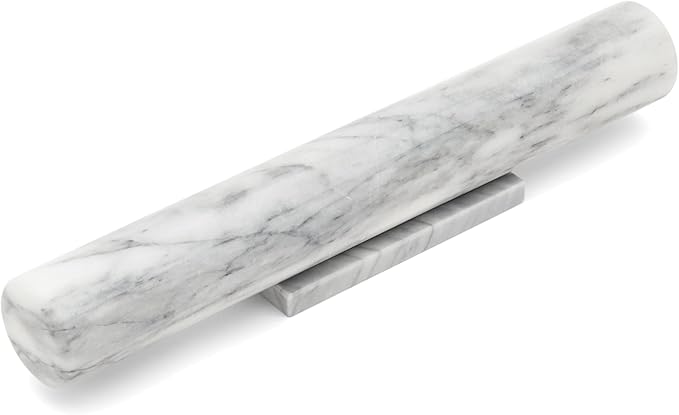 Fox Run French Marble Rolling Pin with Base, White, 3 x 12 x 3 inches