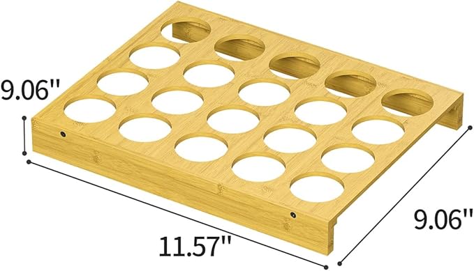 PEKER Bamboo Coffee Pod Drawer Organizer, Holder Tray for Coffee Station, Holds 20 Single-Serve Pods, Natural Bamboo Organizer for Kitchen Storage