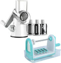 Ourokhome Rotary Cheese Grater Hand Crank, Kitchen Shredder Speed Mandolin Slicer, Zucchini Noodle Maker Spaghetti Spiralizer - 5 Blades Vegetable Slicer