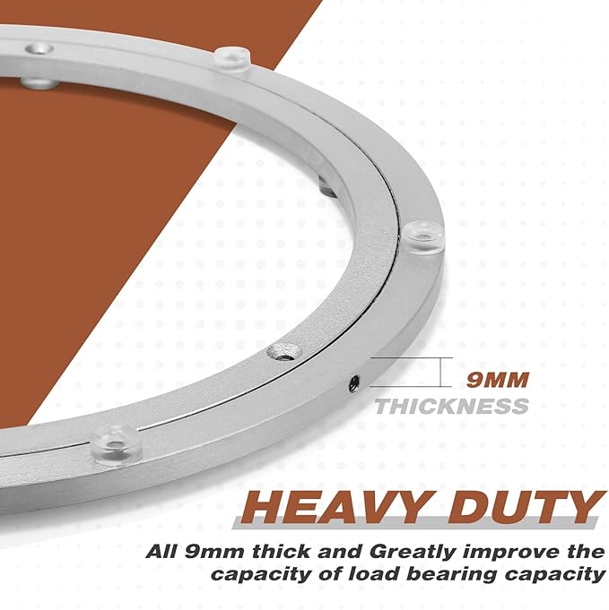 JaGely 2 Pack 12 Inch Lazy Susan Hardware Aluminum Alloy Turntable Rotating Hardware Heavy Duty Lazy Susan Bearing Ring Mechanism for Kitchen Dinning Table