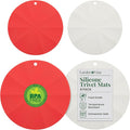 Larder & Vine Silicone Trivets for Hot Pots and Pans | Set of 4 Round Hot Pads for Kitchen | 7” & 9” Trivets for Hot Dishes | Heat-Resistant Silicone Mats for Kitchen Counter | Cabernet/French Gray