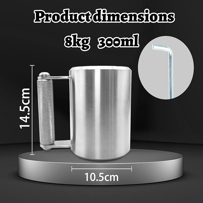 Heavy Mug,Weighted Mug 18LB/8KG,300ML Dumbbell Cup 8KG,Tainless Steel Cups,Overweight Dumbbell Fitness Sports Water Cup,Coffee Mug,Prank Gift