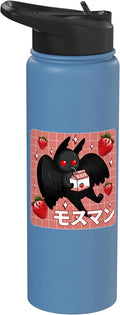 Cryptid Mothman Lover Kawaii Strawberry Milk Shake Carton Stainless Steel Insulated Water Bottle