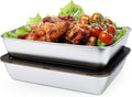2 PCS Stainless Steel Food Storage Containers with lids,2.16 Inch Deep, 8x10 Inch Stainless Steel Oven plate, Metal Roasting Pan for Meal Prep、Meat, Rustproof & Heavy, Freezer & Dishwasher Safe