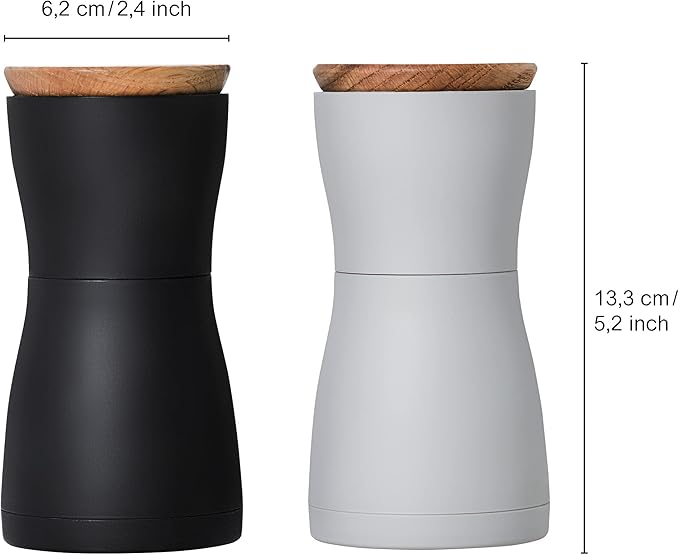 AdHoc Twin Salt and Pepper Mill Gift Set - Salt & Pepper Grinder for Gourmet Seasoning - Adjustable Manual Grinder for Fine to Coarse Spices