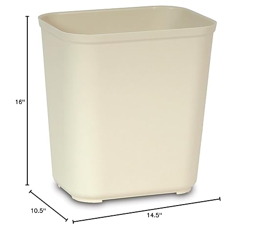 Rubbermaid Commercial Products Fire Resistant Wastebasket 7GAL/28 QT Beige for Hospitals/Schools/Hotels/Offices