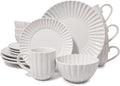 16 Piece Dinnerware Set Aruba (White Sand Dollar) Plates, Bowls, and Mugs Set for 4