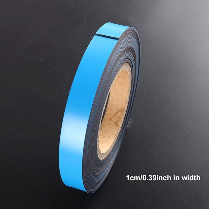 Magnetic Tape Roll Colored Thin Strips - Dry Erase Magnet Whiteboard Graphic Art Tape/ 10mm 33ft Grid Marking Line Magnet Tape(Blue)