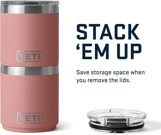 YETI Rambler 10 oz Stackable Lowball 2.0, Vacuum Insulated, Stainless Steel with MagSlider Lid, Sandstone Pink