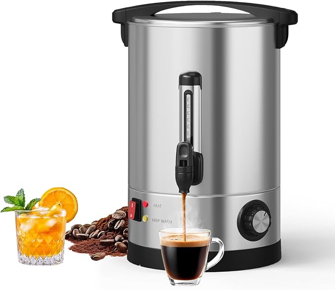 110 Cups Coffee Urn - 16 L/4.2 Gal Commercial Coffee Maker, Double Wall Stainless Steel Coffee Dispenser Hot Water Urn, Large Capacity Hot Coffee Dispenser for Meeting Wedding Catering