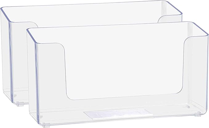 Marketing Holders 2 Pack Brochure Holder 5" Menu Display Postcard Countertop Clear Acrylic Landscape Literature and Printed Material Organizers Take One Horizontal Caddy