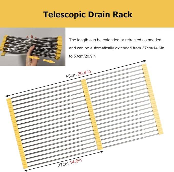 1/2/4 Expandable Roll Up Dish Drying Rack Up to 21" Multipurpose Over The Sink Kitchen Rolling up Dish Drainer, Foldable Rollable Telescopic Drying Rack Mat(4PCS,W 28.5cm/11.2in)