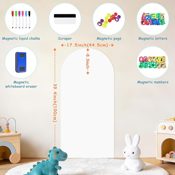 Magnetic Whiteboard Contact Paper 39.3" x 17.5" Peel and Stick Self Adhesive Removable Wallpaper for Home with Multiple Magnet Accessories Magnetic Wall Sticker for Kids Playroom Classroom Essentials