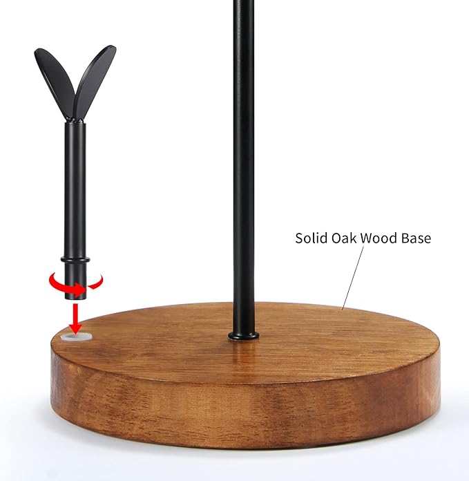 TJ.MOREE Farmhouse Paper Towel Holder Countertop, Easy One-Handed Tear Wood Paper Towel Stand for Kitchen Dining Table