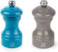 Peugeot Bistro Pepper and Salt Mill Set, 4in - French Design with Adjustable Grinding Precision, Beechwood & Stainless Steel, Enhance Flavors - Durable Cooking Tools (Blue/Grey)