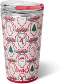 Swig Life 24oz Party Cup, Stackable Insulated Travel Coffee Tumbler with EZ Slider Lid, Cup Holder Friendly Travel, Stainless Steel 24 oz Tumbler, Reusable Mug (Christmas Cameos)