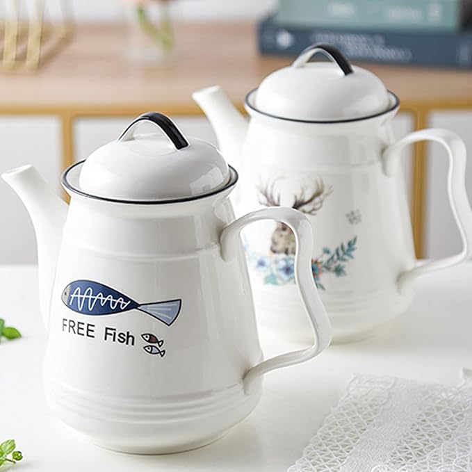 GRFIT Carafe Ceramic Cold Kettle with Handle Large Capacity Filter Teapot Teapot Home High Temperature Resistant Jug with Lid (170g) Water Pitcher (Color : A)