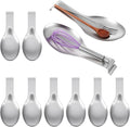 10 Pcs Silver Stainless Steel Spoon Rest, Heavy Duty Utensil Holder for Spatula & Ladle, Dishwasher Safe for Stove Top & Countertop Kitchen Cooking Utensils, 10.24 x 3.86 Inch