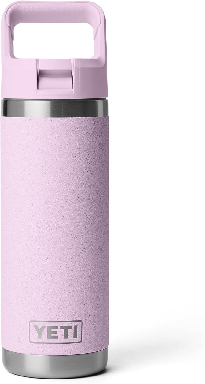 YETI Rambler 18 oz Bottle, Vacuum Insulated, Stainless Steel with Straw Cap, Cherry Blossom