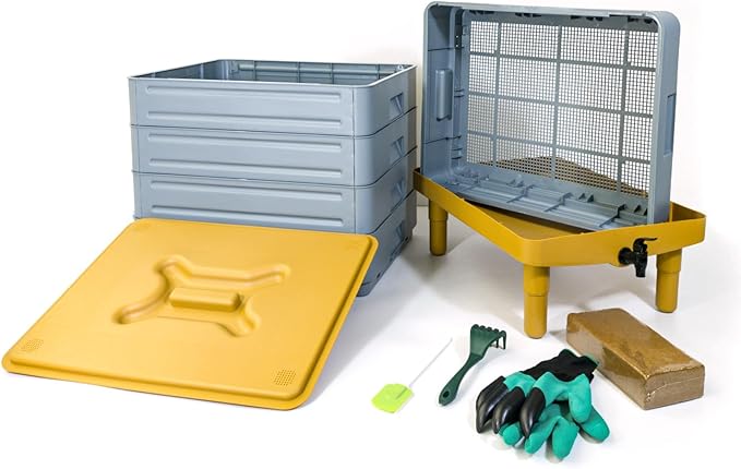 5-Tray Worm Composter,100L WormCompost Bin for Vermicomposting Starter, Indoor & Outdoor Worms Farm Composting Bin, Worm Compost Bin for Recycling Food Waste