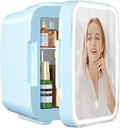 OSTBA Skincare Fridge Mini Fridge for Bedroom with Dimmable LED Mirror, 4Liter/6 Cans Cooler and Warmer for Makeup, Cosmetic, Beauty, Portable Refrigerator for Bedroom, Vanity, Office and Car