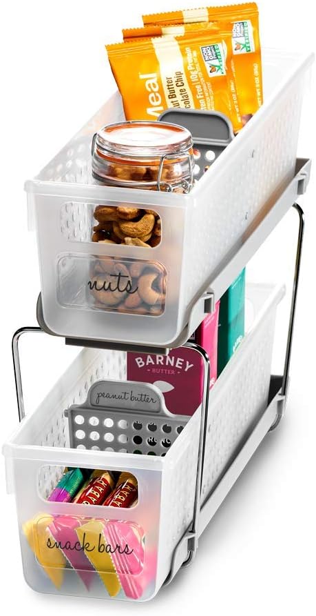 Madesmart 2-Tier Plastic Mini Multipurpose Organizer Bundle with Divided Slide-Out Storage Bins