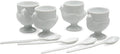 RSVP International Kitchen Accessories Collection Soft Boiled Egg, White Porcelain, Cup & Spoon Set, 8 Piece