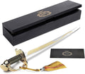 Champagne Saber with Golden Handle & Wooden Gift Box,Pirate Sword Champagne Opener,Sparkling Wine Knife,Champagne Knife Unique Openning Wine with Sabre (Golden)