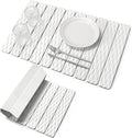Large Stone Dish Drying Mats for Kitchen Counter, 24"×16" Wave-Pattern, Fast Drying Collapsible Dish Drying Mat, Eco-Friendly Absorbent Diatomaceous Earth Mats for Dishes Bottles, Match Countertop