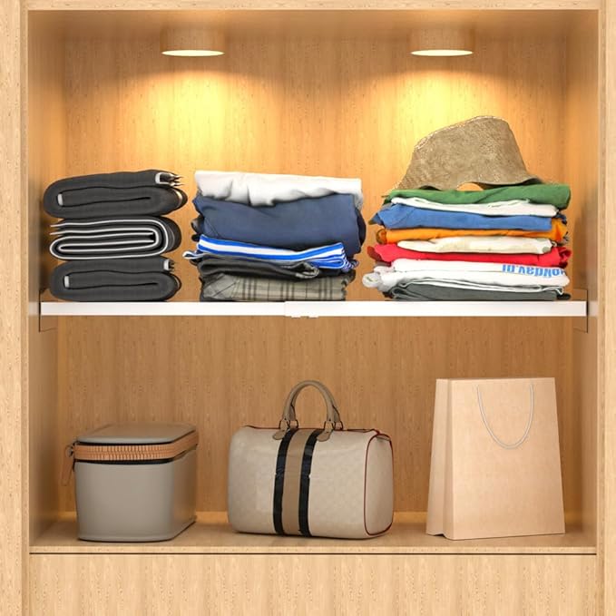 Large Adjustable Closet Storage Shelf, 15.8'' Width Expandable Wardrobe Shelf Storage Rack DIY Divider RV Separator for Cabinet Pantry