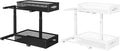 Kitstorack 2 Pack 2 Tier Pull out Cabinet Organizer Baskets with Mesh，Black+White