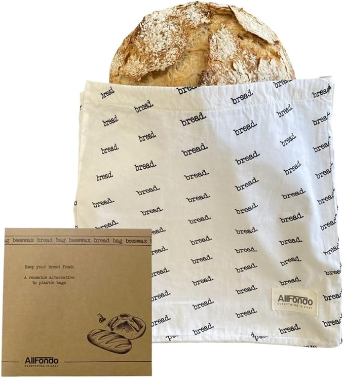 XXL Reusable Sourdough Bread Bag | Beeswax Bags for Homemade Bread | Cotton Beeswax Lined bags for Sourdough | Storage Accessories | Stripes (2 Layers)