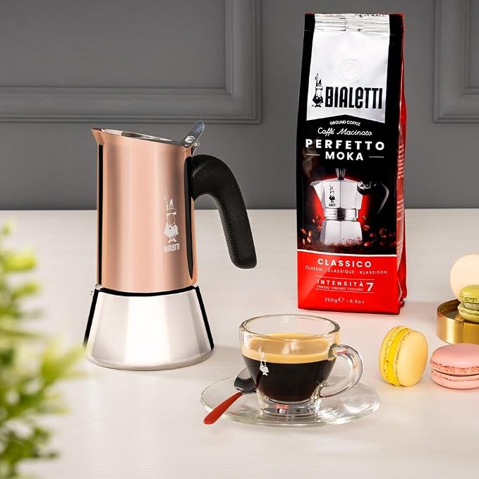 Bialetti - New Venus Induction, Stainless Steel Stovetop Espresso Coffee Maker, Suitable for all Types of Hobs, 6 Cups (7.9 Oz), Copper,Silver