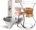 subjectthree Glass Coffee Dripper 6 Cup Pour Over Coffee Maker Set with Reusable Filter Easy Clean for Camping,Office,Cafes,Home Use(20 Ounce)