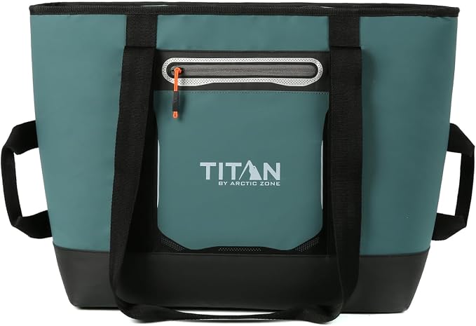 Titan by Arctic Zone Soft Sided Cooler Tote, Insulated Bag with Handle, Shoulder Strap, and Zipper for Lunch, Picnic, and Travel, 30 Can Capacity