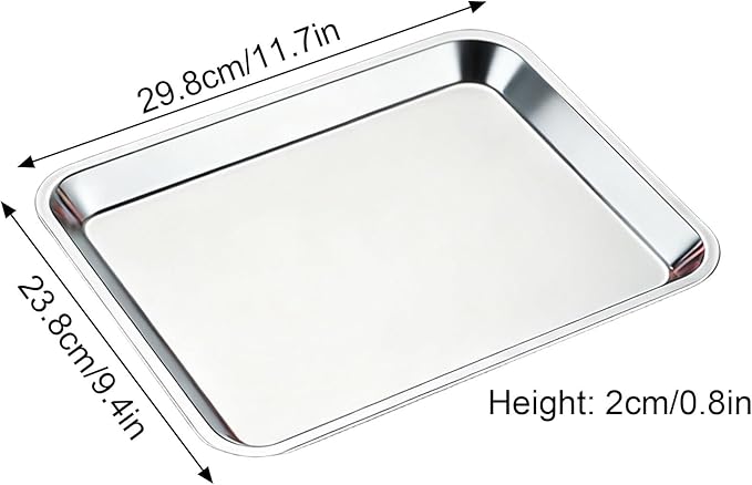 Baking Sheet, Stainless Steel Tray, Dishwasher Leak Pan, Metal Drip Pan for Kitchen Baking, Barbecue, Lab Instrument, Pet Treatment(29.8 * 23.8 * 2cm/11.7 * 9.4 * 0.8in)