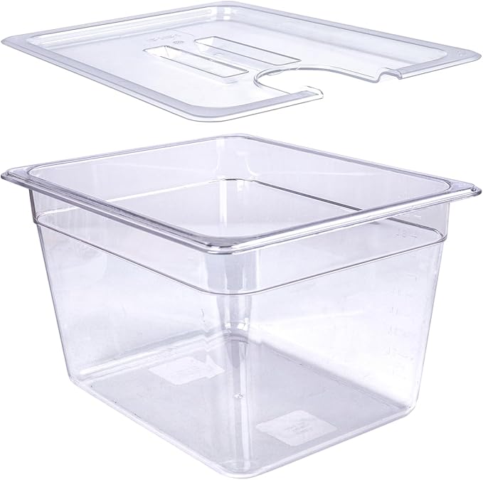 12 QT Large Sous Vide Container With Lid, Sous Vide Tub Kit Compatible with Wancle Anova, Joule, Instant Pot Sous Vide Cookers for Home Chefs Professional Use (12 qt no rack)