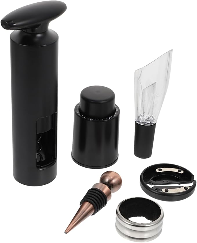 6-Piece Wine Accessories Set Includes Rotary Bottle Opener Vacuum Wine Stoppers Pourer and Foil Cutter for Home Entertaining and Lovers